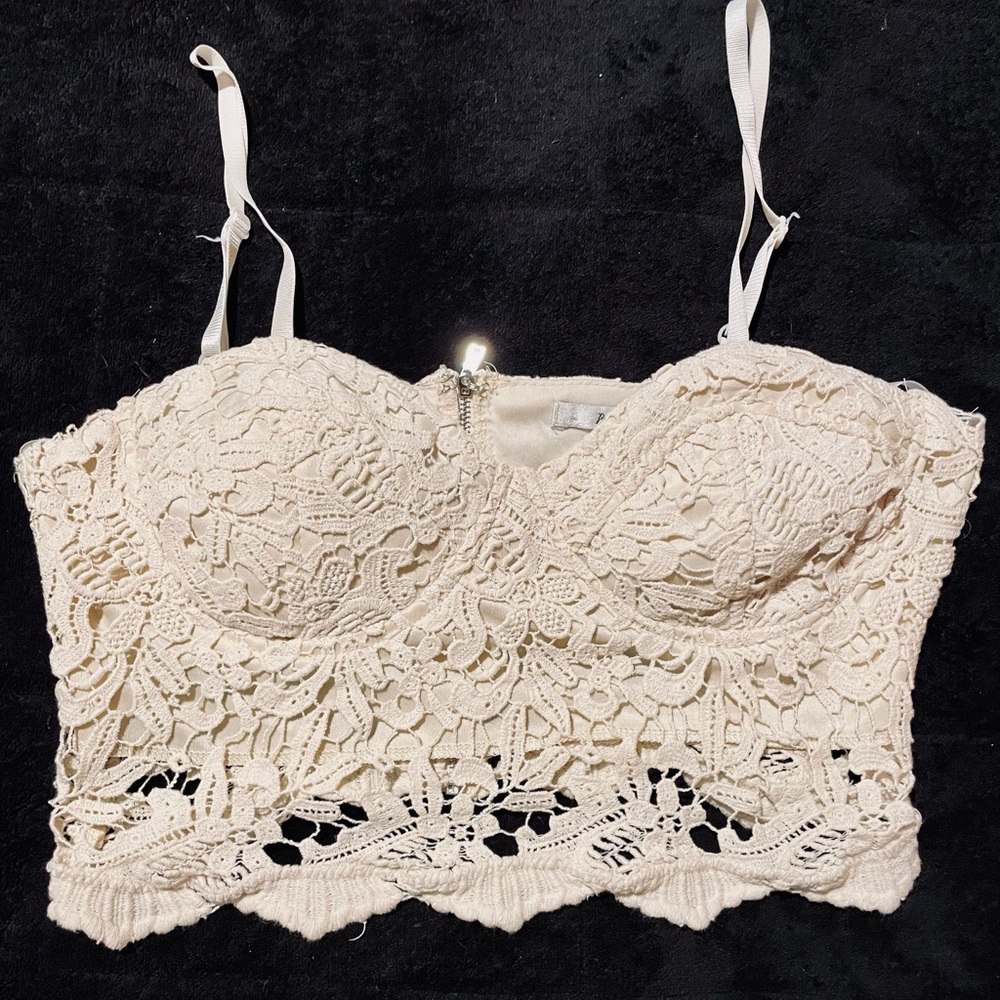 Lace Zip-Up Crop Top